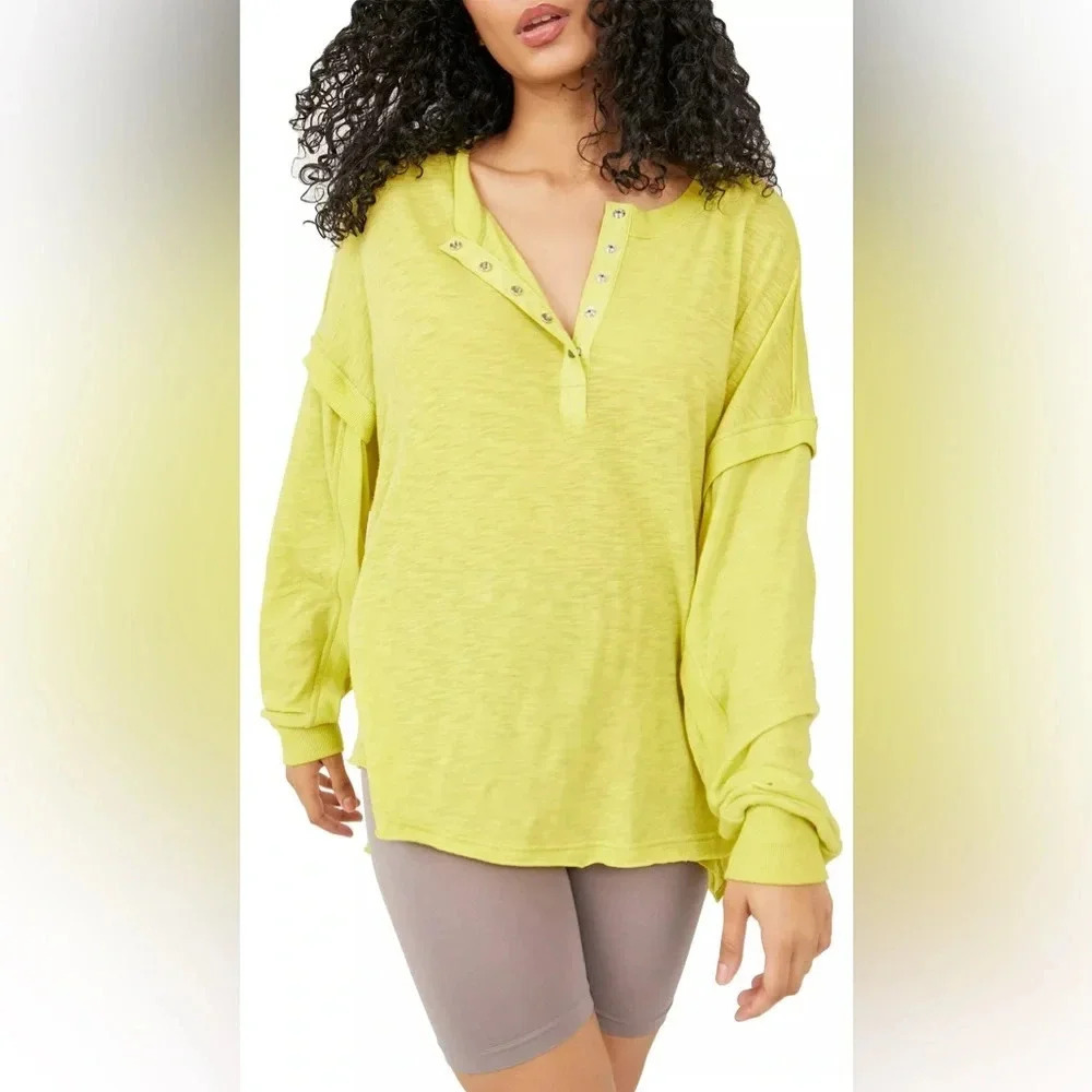 Free People One Up Slubbed Cotten Blend Top